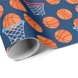 cool tiled basketball sports pattern party wrapping paper