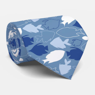 cool tiled beach fish pattern neck tie