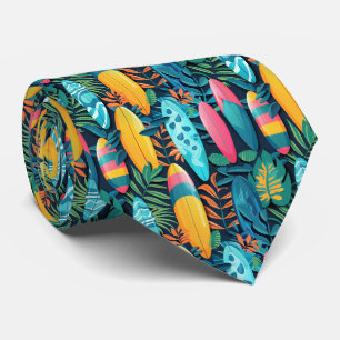 Cool tiled beach surfboards neck tie