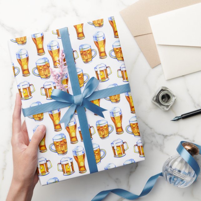 cool tiled beer party pattern wrapping paper (Gifting)