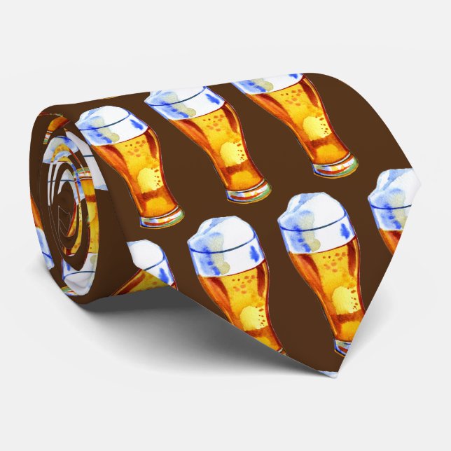 Cool tiled beer pattern bartender neck tie (Rolled)