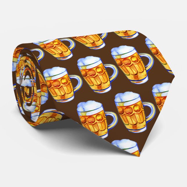 Cool tiled beer pattern  neck tie (Rolled)