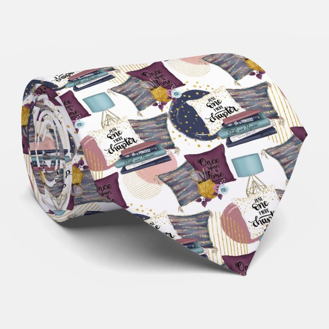 cool tiled book lovers pattern neck tie (Rolled)
