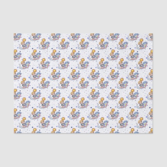 cool tiled boy dolphin beach party  tissue paper (Front)