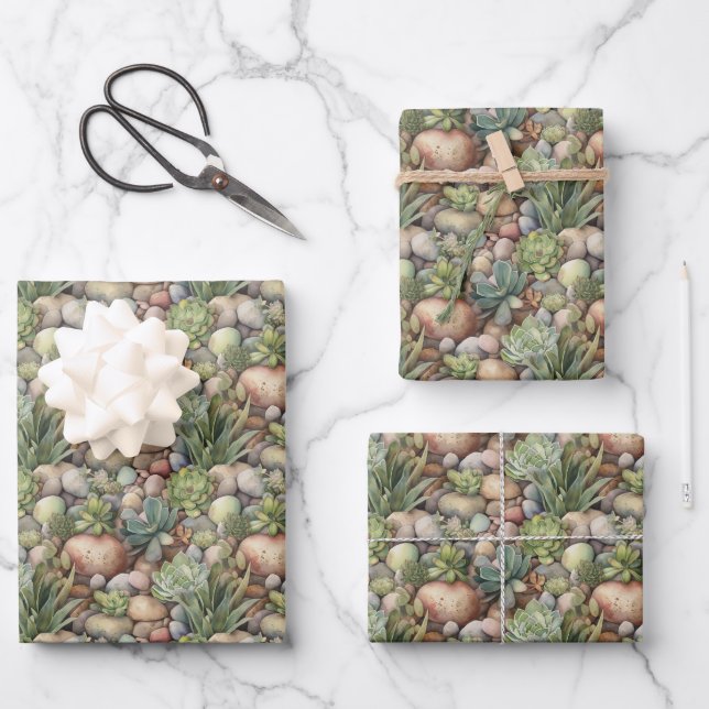 cool tiled cactus pattern party Wrapping  Paper Sheets (Front)