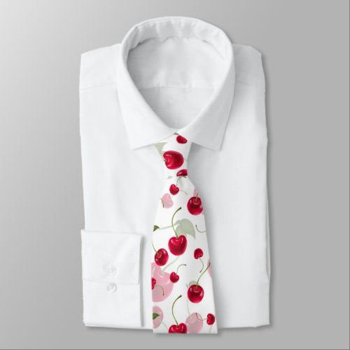 cool tiled cherry fruit pattern neck tie