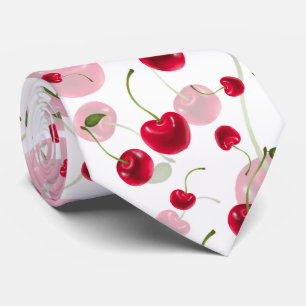 cool tiled cherry fruit pattern neck tie