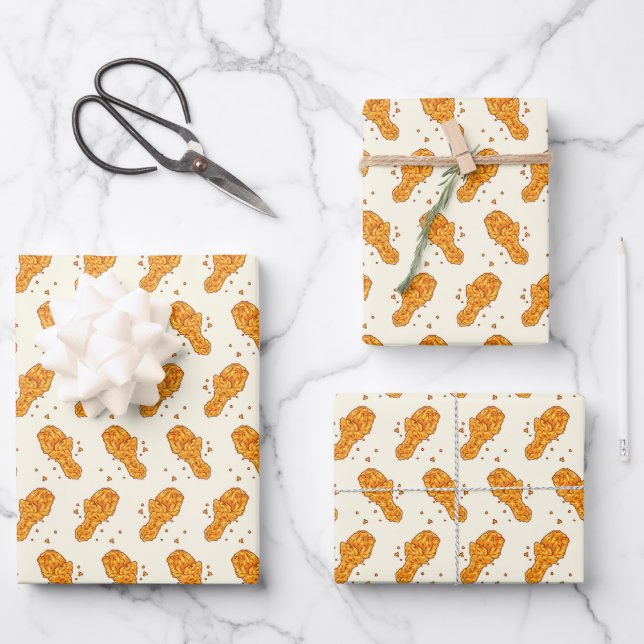 cool tiled chicken fast food pattern wrapping paper sheets (Front)