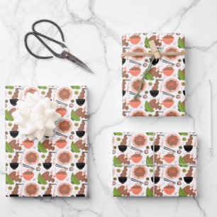 cool tiled Chinese food party Wrapping Paper Sheets