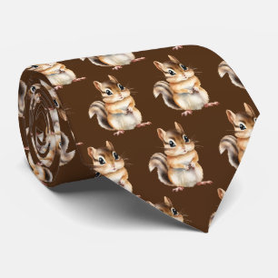 Cool tiled chipmunk pattern neck tie
