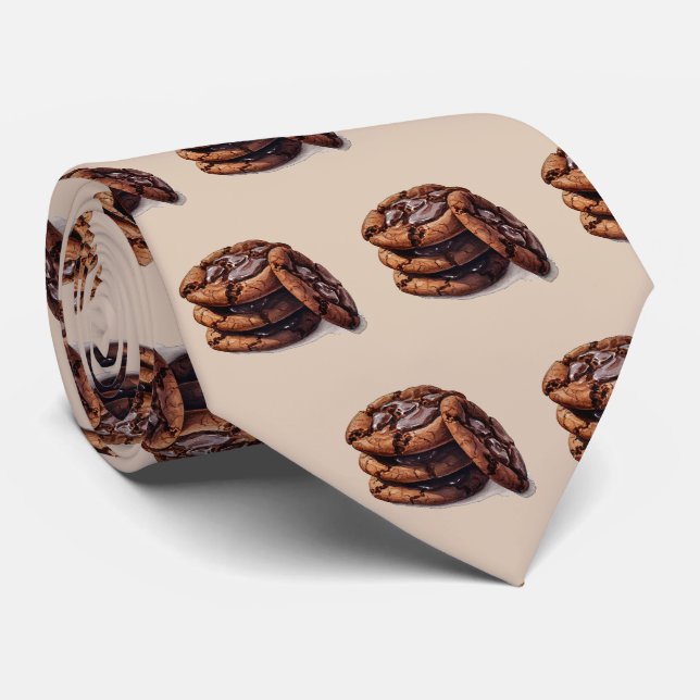 Cool tiled chocolate cookies bakery  neck tie (Rolled)