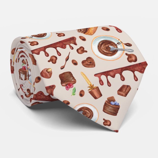 cool tiled chocolate pattern sweet  neck tie (Rolled)