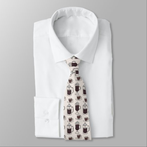 cool tiled coffee pattern neck tie