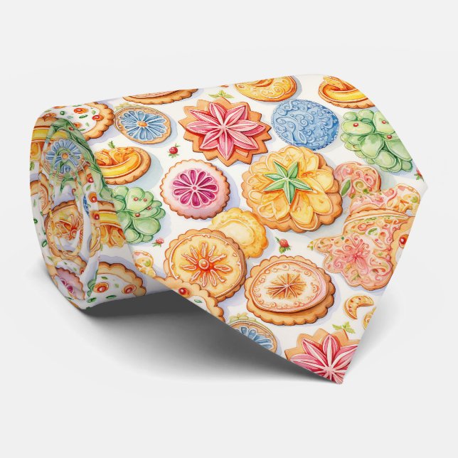 Cool tiled cookie pattern  neck tie (Rolled)