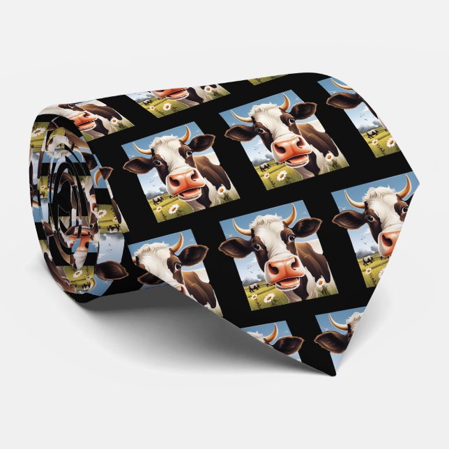 Cool tiled cow lovers  neck tie (Rolled)