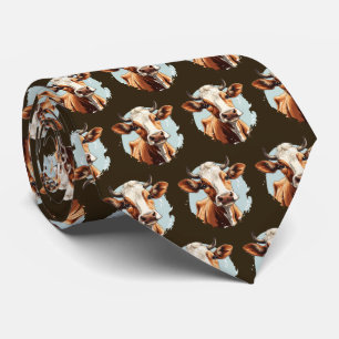 Cool tiled cow pattern  neck tie