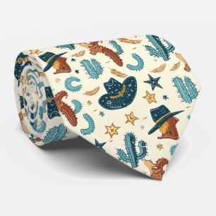 Cool tiled cowboy pattern Western Neck Tie