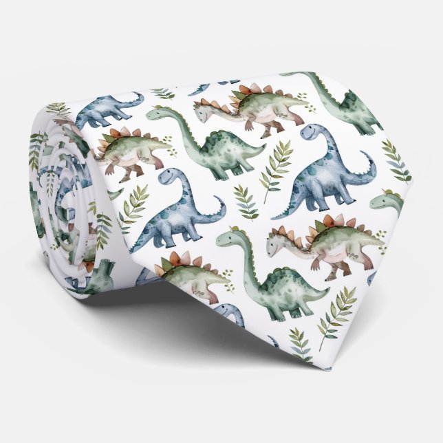 Cool tiled dinosaur pattern  neck tie (Rolled)