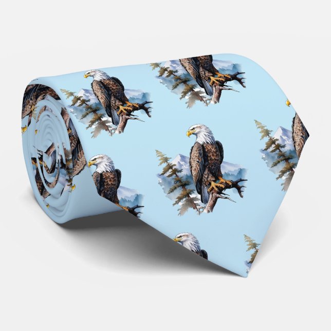 Cool tiled eagle pattern neck tie (Rolled)