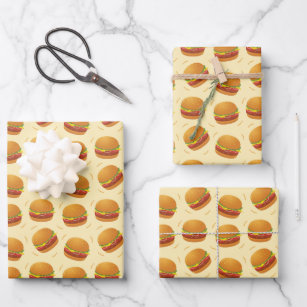 cool tiled fast food hamburger tiled pattern wrapping paper sheets