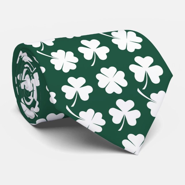 Cool tiled four leaf clovers shamrocks pattern  neck tie (Rolled)
