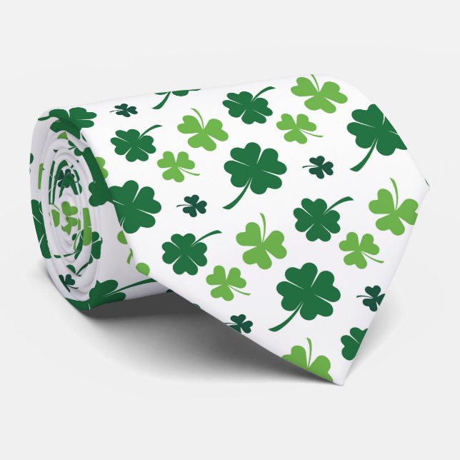 Cool tiled four leaf clovers shamrocks pattern  neck tie (Rolled)