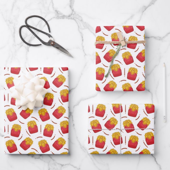cool tiled French fry pattern fast food Wrapping Paper Sheets (Front)