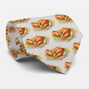 cool tiled fried chicken pattern neck tie