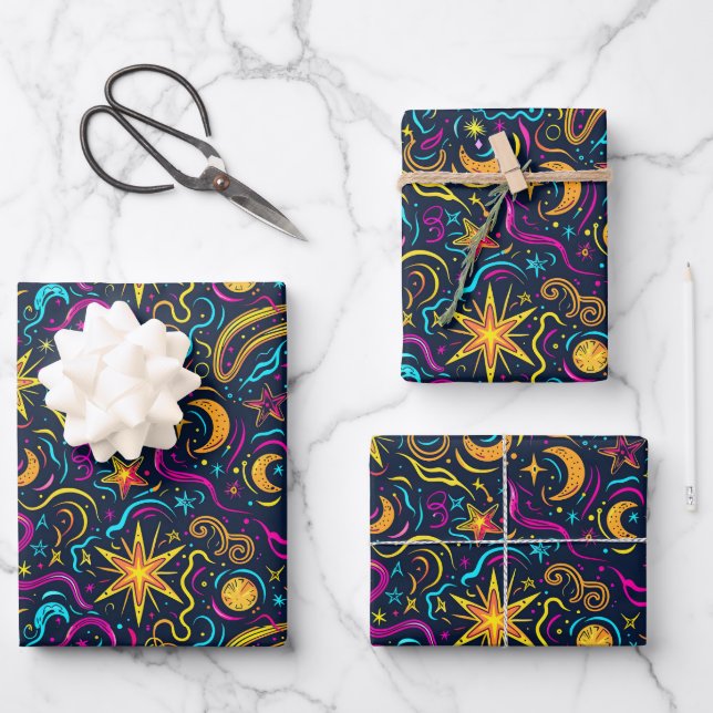 Cool tiled Galaxy party pattern  Wrapping Paper Sheets (Front)