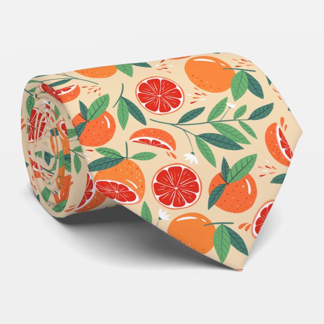 cool tiled grapefruit pattern neck tie (Rolled)