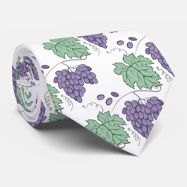 cool tiled grapes fruit pattern  neck tie (Rolled)