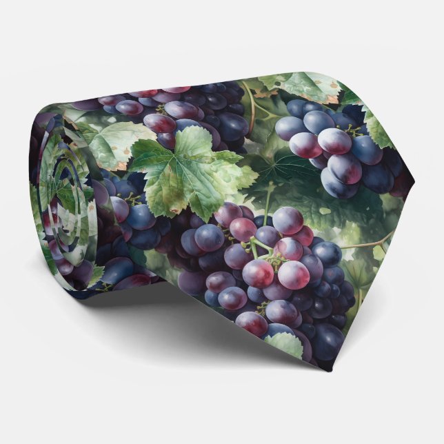 Cool tiled grapes pattern fruit  neck tie (Rolled)