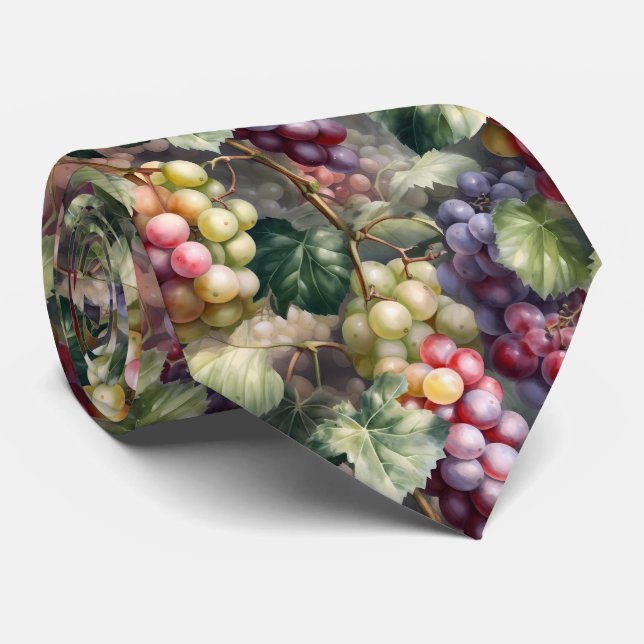 Cool tiled grapes pattern fruit  neck tie (Rolled)
