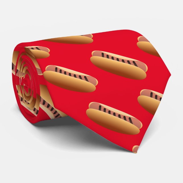 Cool tiled grilled hotdog pattern  neck tie (Rolled)