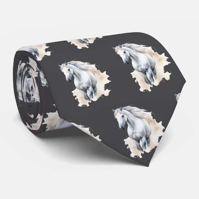 Cool tiled horse pattern  neck tie (Rolled)