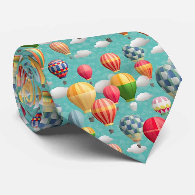 cool tiled hot air balloons neck tie (Rolled)