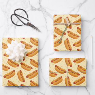 cool tiled hotdog fast food pattern wrapping paper sheets