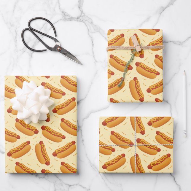cool tiled hotdog fast food pattern wrapping paper sheets (Front)