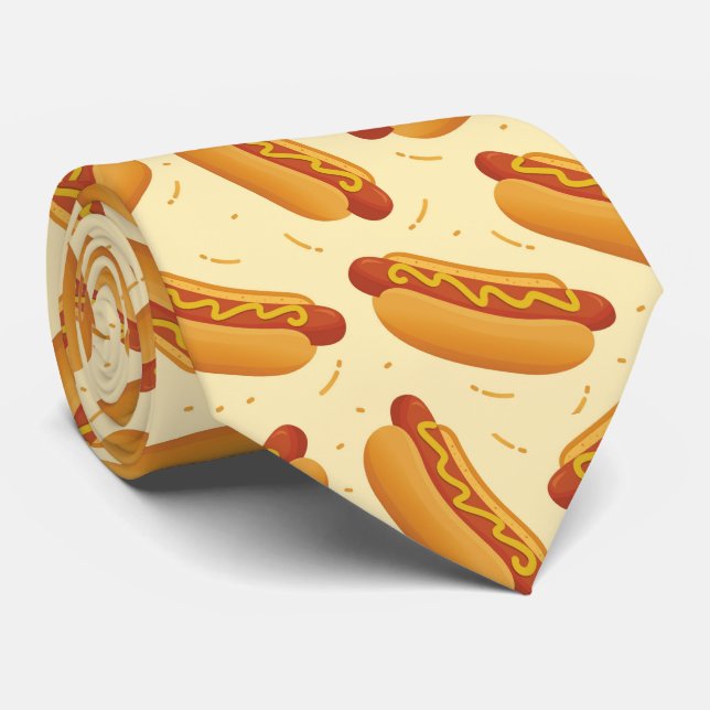 cool tiled hotdog pattern neck tie (Rolled)
