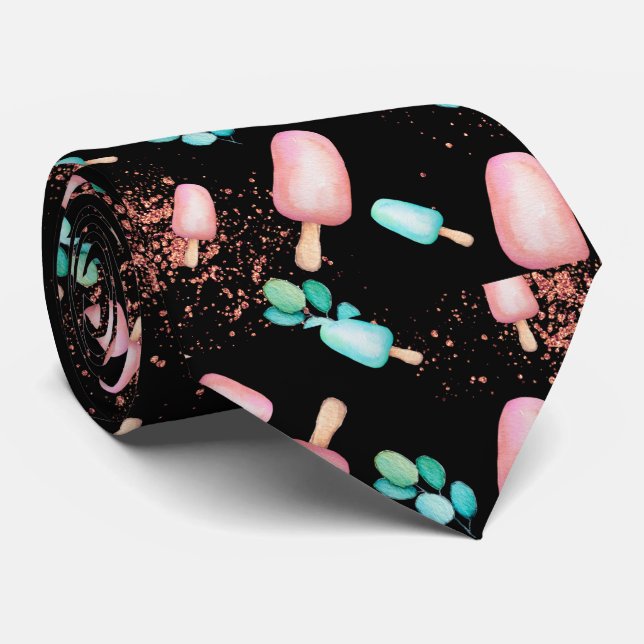 cool tiled ice cream pattern  neck tie (Rolled)
