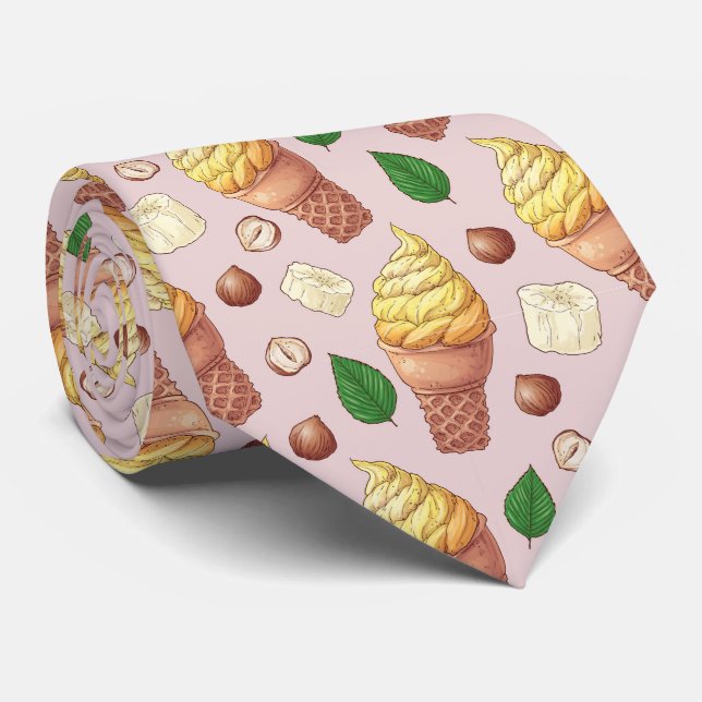 cool tiled ice cream pattern  neck tie (Rolled)