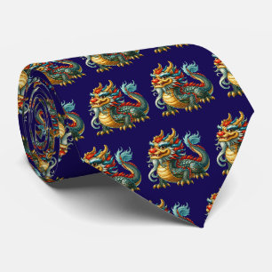 Cool tiled Japanese Dragon Neck Tie