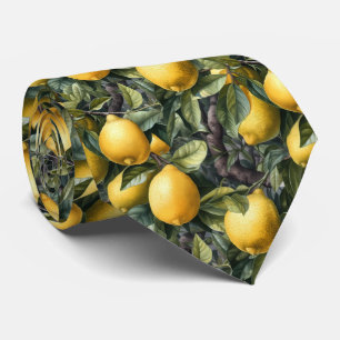 Cool tiled lemon fruit pattern neck tie