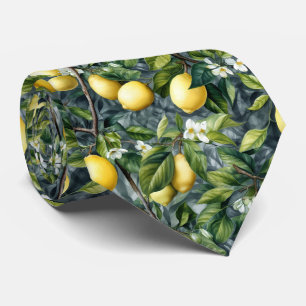 Cool tiled lemon fruit pattern  neck tie