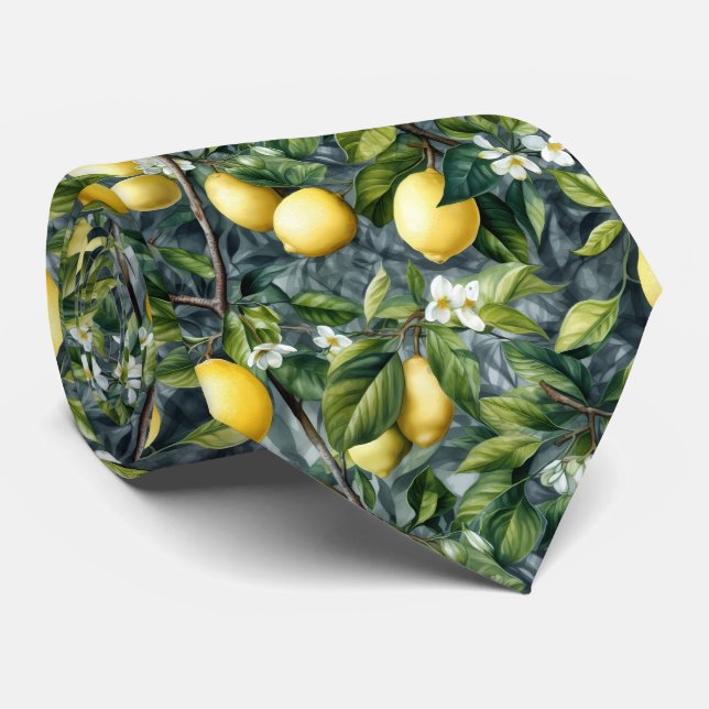 Cool tiled lemon fruit pattern  neck tie (Rolled)