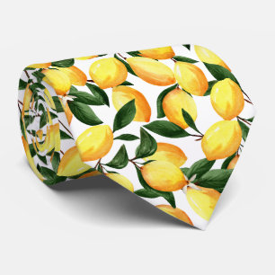 cool tiled lemon fruit pattern neck tie