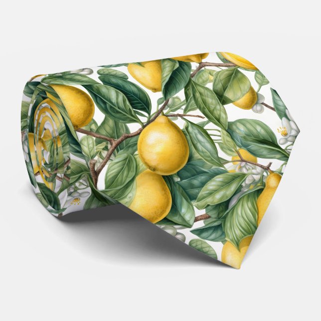Cool tiled lemon fruit pattern  neck tie (Rolled)