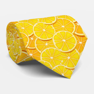 cool tiled lemon slice pattern fruit neck tie