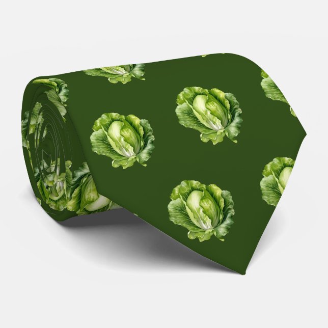 Cool tiled lettuce vegetable pattern  neck tie (Rolled)