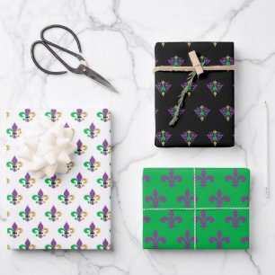 cool tiled mardi gras party wrapping paper sheets